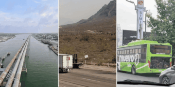 Collage De Tres Imagenes: Del Río Pánuco, El Terreno Donde Se Iba a Construir Tesla Y El Aumento Del Transporte Público. Todo Eso Antes No Iba a Pasar Y Por Eso Se Habla De Las Contradicciones De Samuel García - Glen Facturero